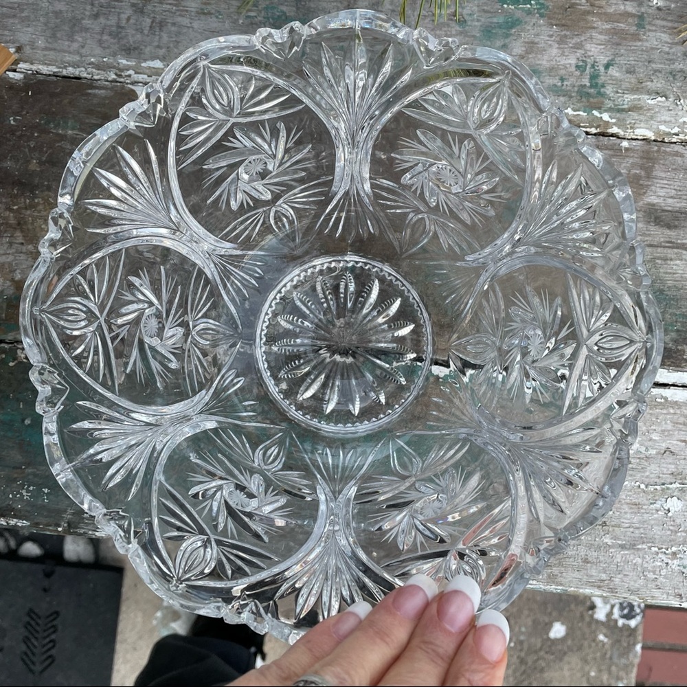 American Brilliant faceted Crystal large serving bowl